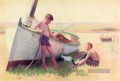 Zwei Jungs von einem Boot in der Nähe von Cape May naturalistischen Thomas Pollock Anshutz